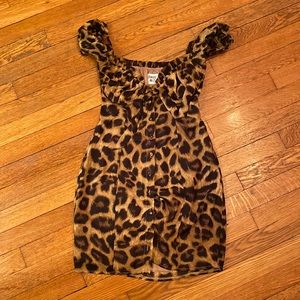 Leopard print button up dress